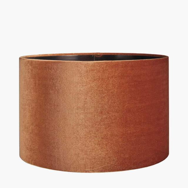 Bow 35cm Tobacco Velvet Cylinder Lampshade - image 1