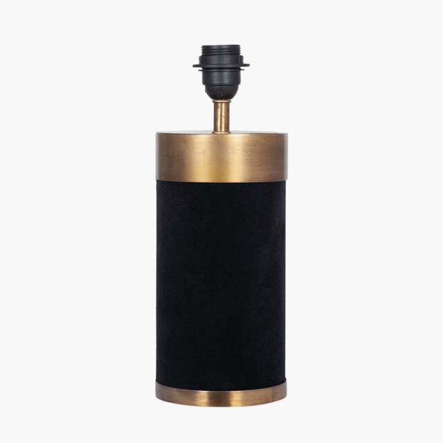 Dempsey Black Velvet and Antique Gold Metal Table Lamp Base - image 1