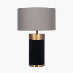 Dempsey Black Velvet and Antique Gold Metal Table Lamp Base - thumbnail 4
