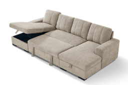 Como U Shape Sofabed With Ottoman Storage Beige Morgan - Malvern - Somerford - Calix - Euphoria - Plush Style - thumbnail 4
