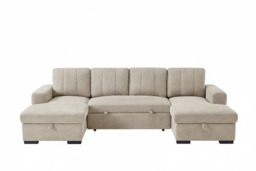 Como U Shape Sofabed With Ottoman Storage Beige Morgan - Malvern - Somerford - Calix - Euphoria - Plush Style - thumbnail 2