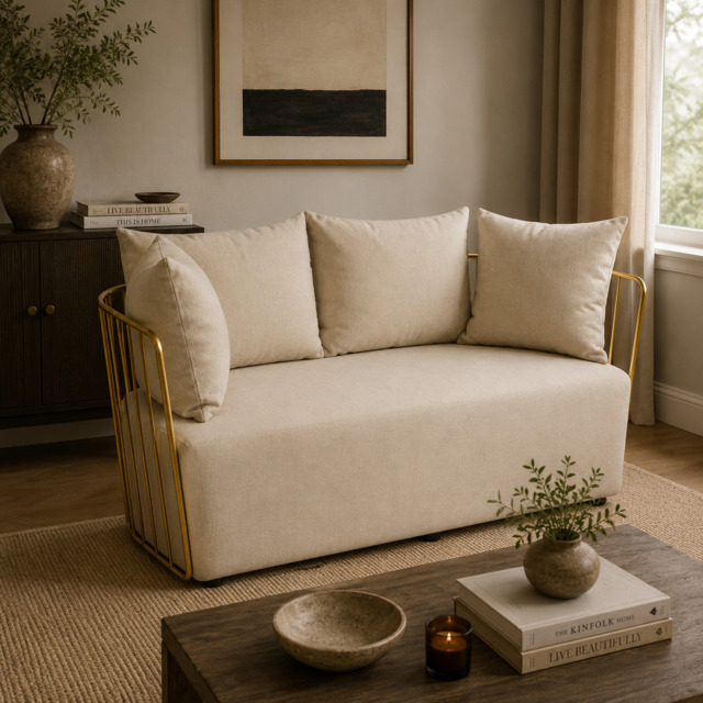 Azalea Two Seat Natural Fabric Sofa - image 1