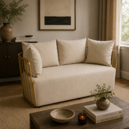 Azalea Two Seat Natural Fabric Sofa