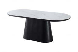 Bianca Oval Dining Table Black & White Sintered Stone - thumbnail 2