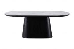 Bianca Oval Dining Table Black & White Sintered Stone - thumbnail 3