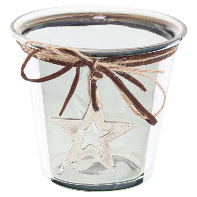 Smoked Midnight Hammered Star Small Candle Holder - image 1
