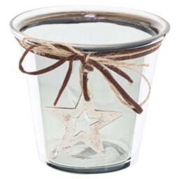 Smoked Midnight Hammered Star Small Candle Holder - thumbnail 1