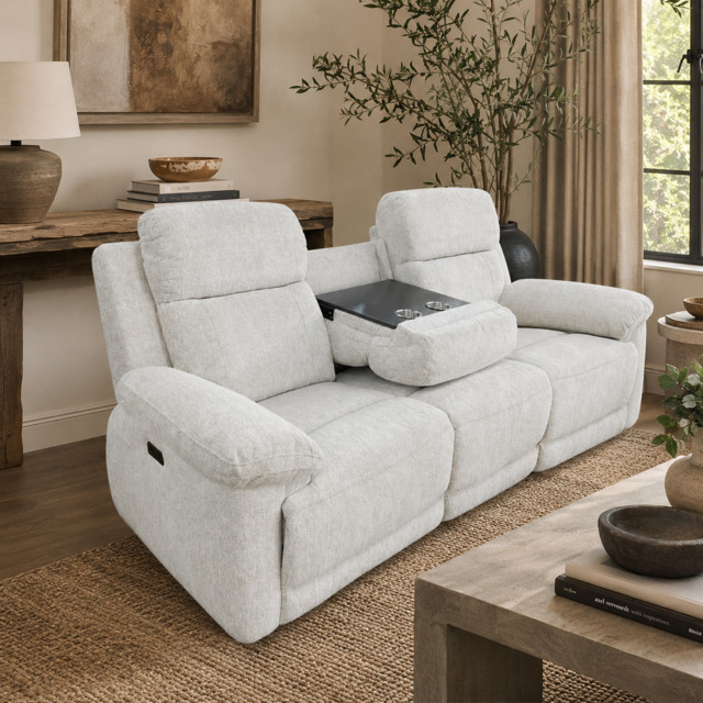 Owen Power Recliner Beige 3 Seater - image 1