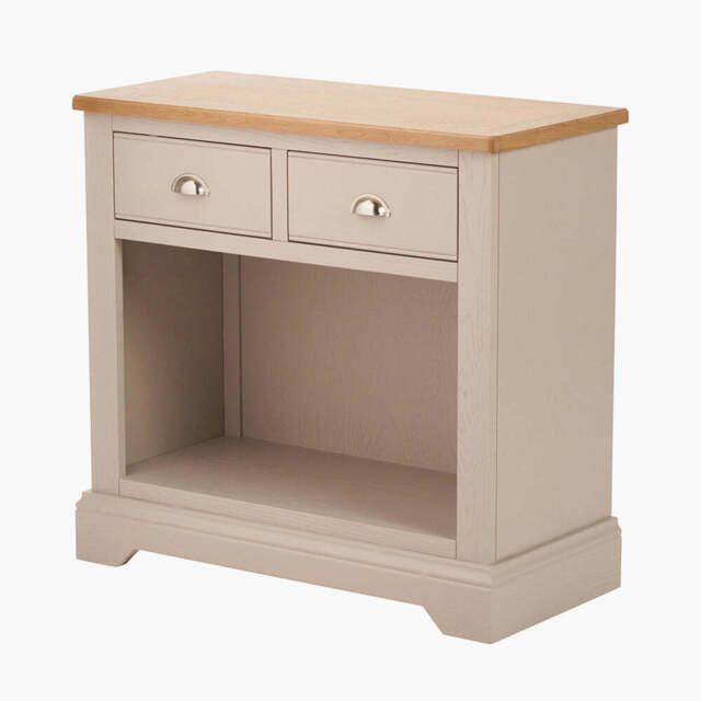 Fairford Parchment White Pine and Oak Wood 2 Drawer Console Table - image 1