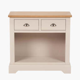 Fairford Parchment White Pine and Oak Wood 2 Drawer Console Table - thumbnail 2
