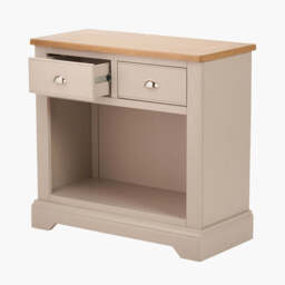 Fairford Parchment White Pine and Oak Wood 2 Drawer Console Table - thumbnail 3
