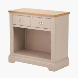 Fairford Parchment White Pine and Oak Wood 2 Drawer Console Table - thumbnail 1
