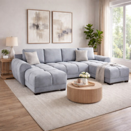 Azzuro Sofa Grey U Shape Corner Morgan - Malvern - Somerford - Calix - Euphoria - Plush Style