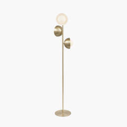 Estelle Brushed Brass Metal and White Orb Dome Floor Lamp - thumbnail 2