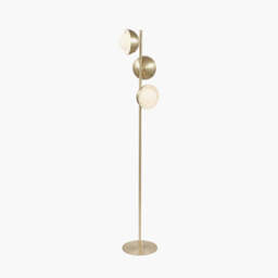 Estelle Brushed Brass Metal and White Orb Dome Floor Lamp - thumbnail 4
