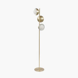 Estelle Brushed Brass Metal and White Orb Dome Floor Lamp - thumbnail 3