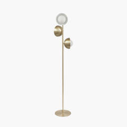 Estelle Brushed Brass Metal and White Orb Dome Floor Lamp - thumbnail 1