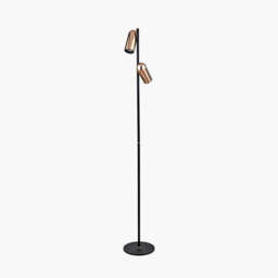 Xena Black and Rose Gold Metal LED Floor Lamp - thumbnail 1