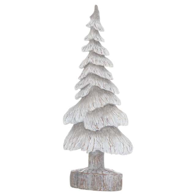 Carved Wood Effect Grey Small Snowy Tree - image 1