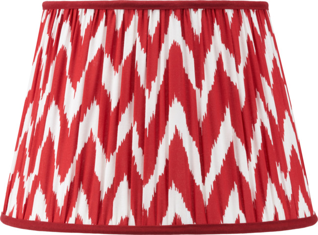 Kamilah 40cm Red Chevron Patterned Mushroom Pleat Tapered Lamp Shade