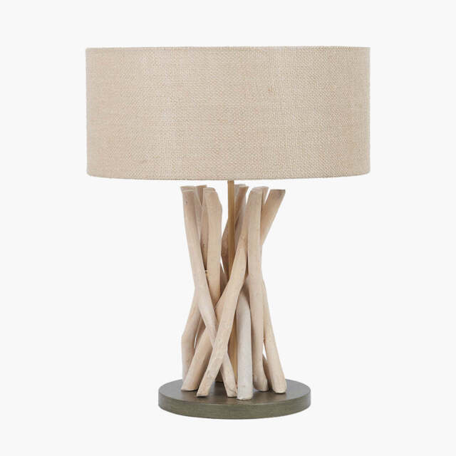 Derna Driftwood Table Lamp with Natural Jute Shade
