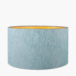 Stellan 30cm Duck Egg Slubbed Silk Mix Gold Lined Cylinder Lampshade - thumbnail 2