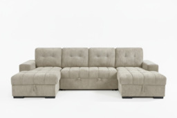 Palermo U Shape Sofabed With Ottoman Storage Beige Morgan - Malvern - Somerford - Calix - Euphoria - Plush Style - thumbnail 2