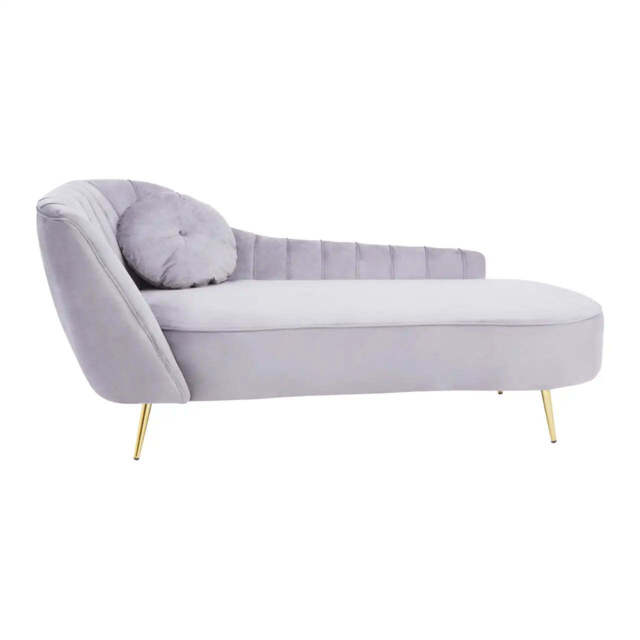Felizia Grey Left Arm Velvet Chaise - image 1