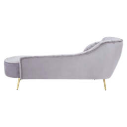 Felizia Grey Left Arm Velvet Chaise - thumbnail 3