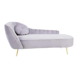Felizia Grey Left Arm Velvet Chaise - thumbnail 1