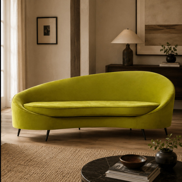 Hasina Three Seat Olive Velvet Sofa - image 1