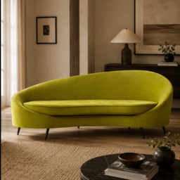 Hasina Three Seat Olive Velvet Sofa - thumbnail 1