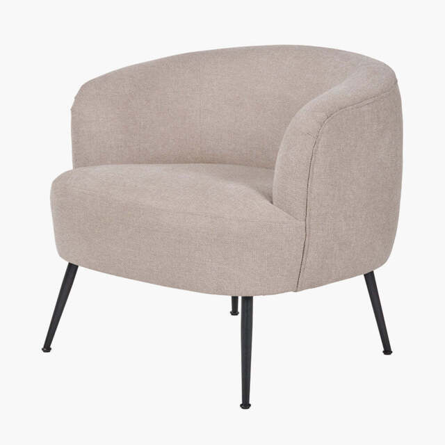 Aviana Natural Chenille and Black Metal Tub Chair - image 1