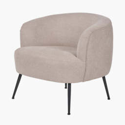 Aviana Natural Chenille and Black Metal Tub Chair - thumbnail 1