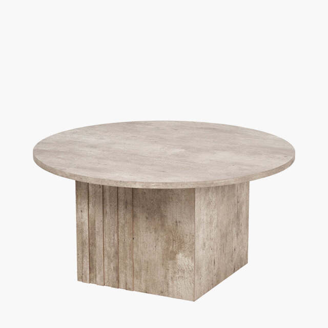 Elkton Concrete Effect Wood Veneer Groove Detail Coffee Table - image 1