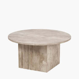 Elkton Concrete Effect Wood Veneer Groove Detail Coffee Table - thumbnail 1