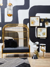Eliza Two Seat Dome Cage Gold Finish Sofa - thumbnail 3