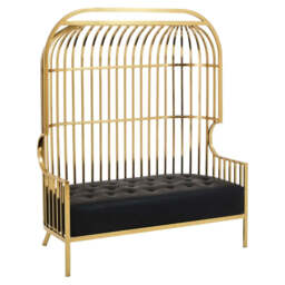 Eliza Two Seat Dome Cage Gold Finish Sofa - thumbnail 2