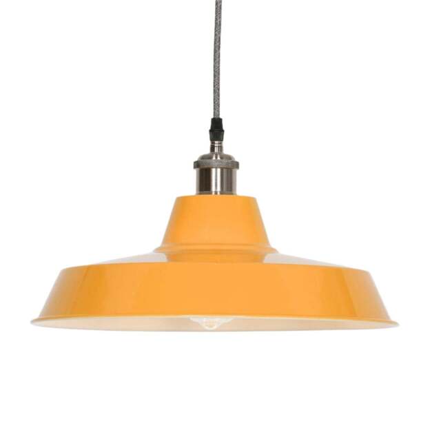 Factory Style Mustard Yellow Enamel Painted 36cm Pendant Light - image 1