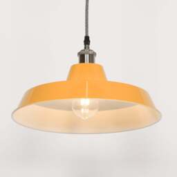 Factory Style Mustard Yellow Enamel Painted 36cm Pendant Light - thumbnail 2