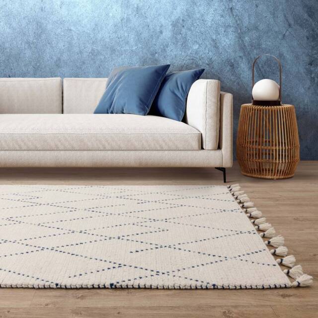 Nepal 160x230cm Cream/Blue Linear Rug Rug - image 1