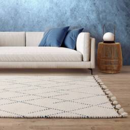 Nepal 160x230cm Cream/Blue Linear Rug Rug - thumbnail 1
