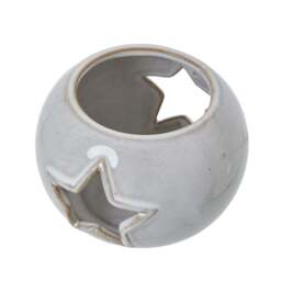 White Ceramic Star Cut-Out Round Tealight Holder - thumbnail 2