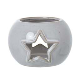 White Ceramic Star Cut-Out Round Tealight Holder - thumbnail 1