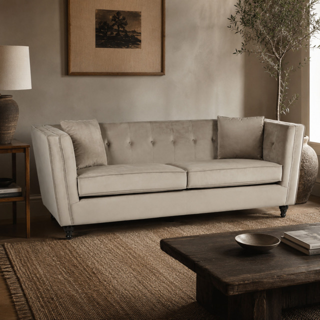 Ferris Mink Velvet 3 Seat Sofa - image 1