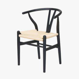 Quinn Black Beech Wood and Natural Paper Rope Dining Chair - thumbnail 1