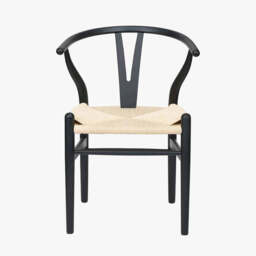 Quinn Black Beech Wood and Natural Paper Rope Dining Chair - thumbnail 2