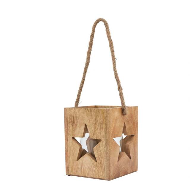 Natural Wooden Large Star Tealight Candle Holder - image 1