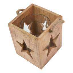 Natural Wooden Large Star Tealight Candle Holder - thumbnail 2