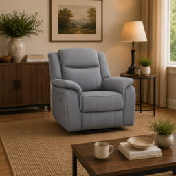 Galaxy Tech Recliner Grey Fabric Armchair Sofa - thumbnail 1